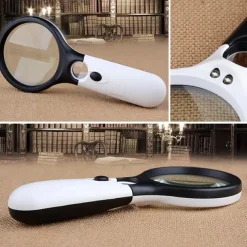3X 45X Lenses Magnifier 3 LED Light Handheld Reading Magnifying Glass Lens Jewelry Watch Loupe Reading Lens Magnification Aid,Reading Magnifier For The Elderly