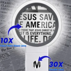 30X 10X Magnifying Glass with Light and Stand Foldable Handheld Magnifying Glass 18 LED Illuminated Lighted Magnifier for Macular Degeneration Seniors Reading Close Work