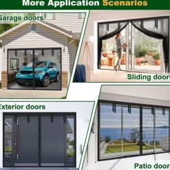 16x7FT/8x7FT Garage Screen Door Magnetic Garage Door Screen Magnetic Closure Fiberglass Garage Screen Doors for 2 Car Garage Pull Down for Patio, Porch, Window to Keep Bugs Out
