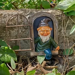 Yard Decorations, 1pc Garden Gnome Statue Ornaments, Gnome Out Of The Window Tree Decoration Garden Decoration Elf From The Door Tree Hugging Polyresin Ornaments Crafts For Christmas Indoor Outdoor