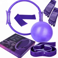 Yoga Circle Six Piece Pilates Circle Leg Clamp Position Belt Anti slip Yoga Long Finger Socks Open Back Latex Tension Ring