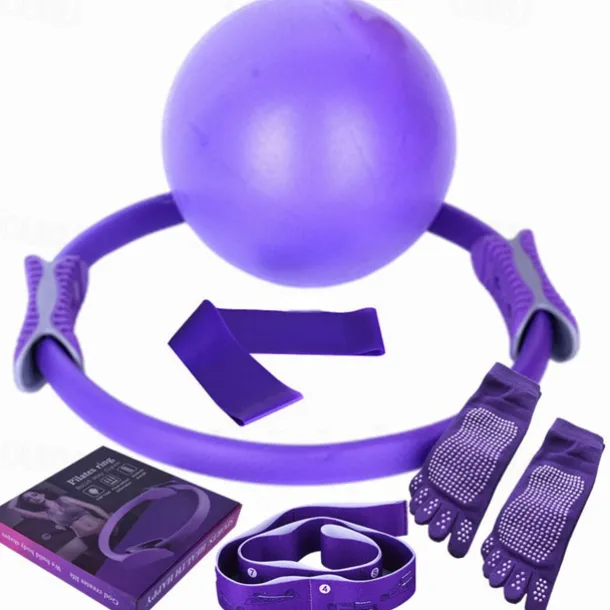 Yoga Circle Six Piece Pilates Circle Leg Clamp Position Belt Anti slip Yoga Long Finger Socks Open Back Latex Tension Ring