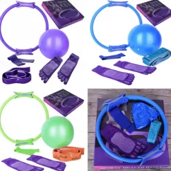 Yoga Circle Six Piece Pilates Circle Leg Clamp Position Belt Anti slip Yoga Long Finger Socks Open Back Latex Tension Ring