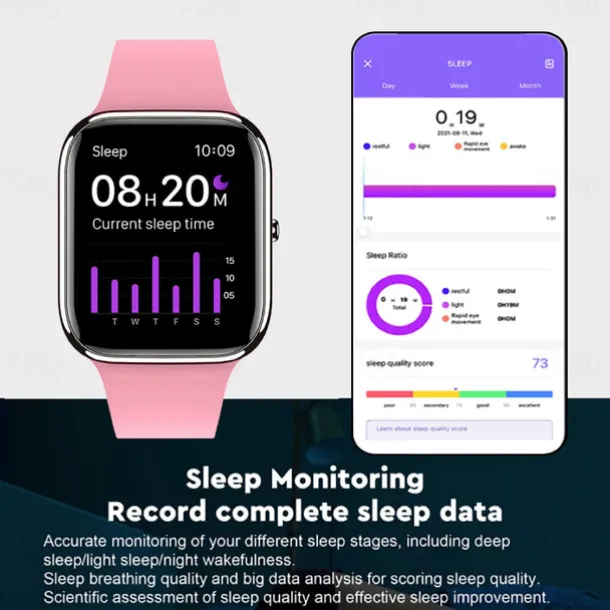 Y9PRO Smart Watch 1.85'' Smartwatch Fitness Running Watch Bluetooth Call Pedometer Reminder Blood Sugar Heart Rate Monitoring Music Playback Compatible with Android iOS Men Women