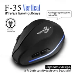 ZELOTES F-35 Wireless 2.4GHz Rechargeable Vertical Mice 6 Buttons 2400 DPI Adjustable Ergonomic Optical Gaming Computer Mouse