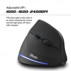 ZELOTES F-35 Wireless 2.4GHz Rechargeable Vertical Mice 6 Buttons 2400 DPI Adjustable Ergonomic Optical Gaming Computer Mouse