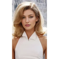 Zendaya Inspired Wig Body Wave Asymmetrical Wig Short Blonde Synthetic Hair Women's Fashionable Design Soft Natural Blonde