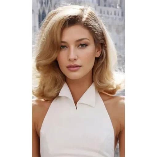 Zendaya Inspired Wig Body Wave Asymmetrical Wig Short Blonde Synthetic Hair Women's Fashionable Design Soft Natural Blonde