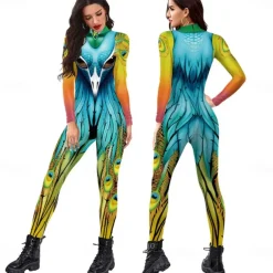 Zentai Suits Cosplay Costume Bodysuit Peacock Carnival Costume Full Body Suit Women's Cosplay Graphic Spandex Lycra Costume for Halloween Carnival Masquerade Adults'