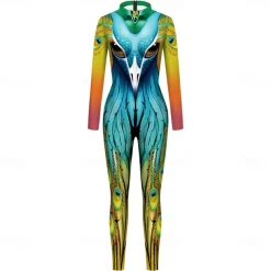 Zentai Suits Cosplay Costume Bodysuit Peacock Carnival Costume Full Body Suit Women's Cosplay Graphic Spandex Lycra Costume for Halloween Carnival Masquerade Adults'