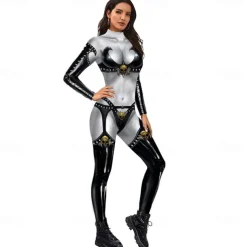 Zentai Suits Cosplay Costume Bodysuit Lady Deathstrike Carnival Costume Full Body Suit Men's Women's Cosplay Sexy Costume Graphic Spandex Lycra Costume for Halloween Carnival Masquerade Adults'