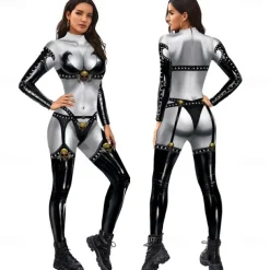 Zentai Suits Cosplay Costume Bodysuit Lady Deathstrike Carnival Costume Full Body Suit Men's Women's Cosplay Sexy Costume Graphic Spandex Lycra Costume for Halloween Carnival Masquerade Adults'