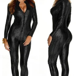 Zentai Suits Cosplay Costume Catsuit Cater Motorcycle Girl Carnival Costume Full Body Suit Women's Solid Color Cosplay Sexy Costume Animal Snakeskin Costume for Halloween Carnival Masquerade Adults'