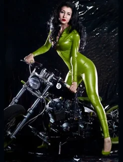 Zentai Suits Cosplay Costume Catsuit Motorcycle Girl Carnival Costume Full Body Suit Women's Leotards Sexy Costume Solid Colored Leatherette Patent Leather Latex Costume for Performance Training Party