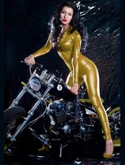Zentai Suits Cosplay Costume Catsuit Motorcycle Girl Carnival Costume Full Body Suit Women's Leotards Sexy Costume Solid Colored Leatherette Patent Leather Latex Costume for Performance Training Party