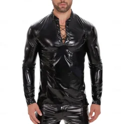 Zentai Suits T-shirt Skin Suit Carnival Costume Men's Shiny Metallic Spandex Costume for Performance Club Pole Dance Halloween Carnival Adults'