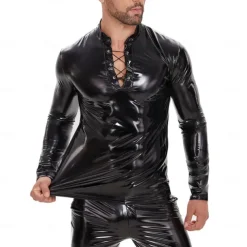 Zentai Suits T-shirt Skin Suit Carnival Costume Men's Shiny Metallic Spandex Costume for Performance Club Pole Dance Halloween Carnival Adults'