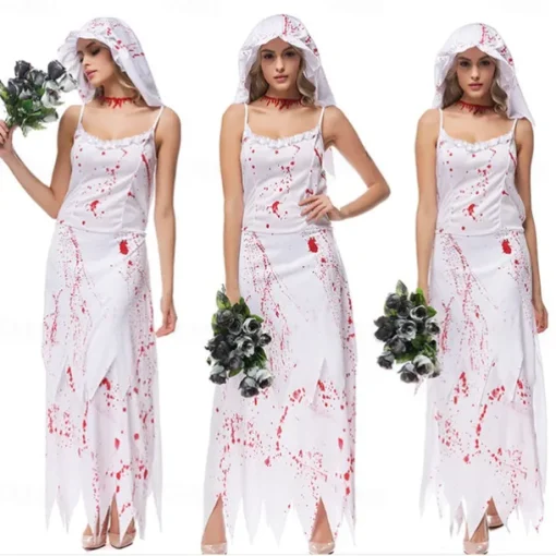 Zombie Ghost Bride Halloween Cosplay Costume Party Costume Masquerade Outfits Cosplay Adults' Women's Carnival Masquerade Mardi Gras Performance Party Halloween Easy Halloween Costumes Dress Up