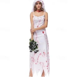 Zombie Ghost Bride Halloween Cosplay Costume Party Costume Masquerade Outfits Cosplay Adults' Women's Carnival Masquerade Mardi Gras Performance Party Halloween Easy Halloween Costumes Dress Up