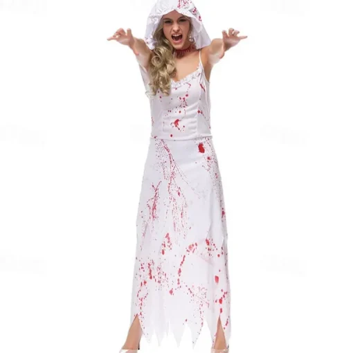 Zombie Ghost Bride Halloween Cosplay Costume Party Costume Masquerade Outfits Cosplay Adults' Women's Carnival Masquerade Mardi Gras Performance Party Halloween Easy Halloween Costumes Dress Up