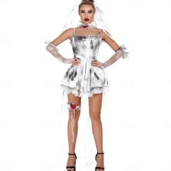 Zombie Ghostly Bride Halloween Cosplay Costume Party Costume Masquerade Outfits Adults' Women's Masquerade Performance Party Halloween Easy Halloween Costumes Dress Up