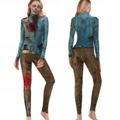 Zombie Halloween Cosplay Costume Party Costume One Piece Kid's Adults' Women's Carnival Masquerade Performance Party Easy Halloween Costumes Dress Up