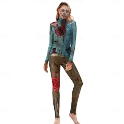 Zombie Halloween Cosplay Costume Party Costume One Piece Kid's Adults' Women's Carnival Masquerade Performance Party Easy Halloween Costumes Dress Up
