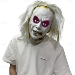 Zombie Halloween Mask Full Head Realistic Mask Beetlejuice Scary Costume Adults' Unisex Halloween Carnival Performance Party Easy Halloween Costumes Dress Up