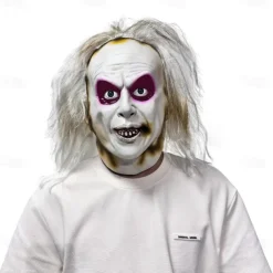 Zombie Halloween Mask Full Head Realistic Mask Beetlejuice Scary Costume Adults' Unisex Halloween Carnival Performance Party Easy Halloween Costumes Dress Up