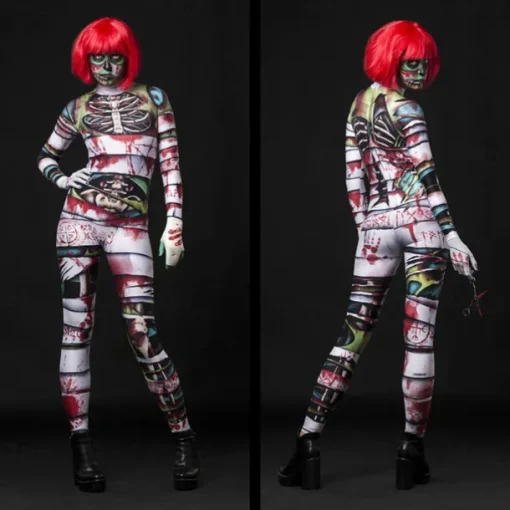 Zombie Mummy Halloween Cosplay Costume Bodysuits Full Body Catsuit Carnival Costume Full Body Suit One Piece Scary Costume Kid's Adults' Women's Masquerade Mardi Gras Party Halloween Easy Halloween