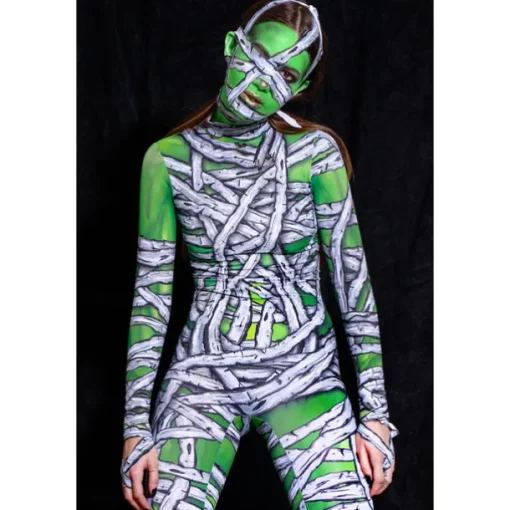 Zombie Mummy Halloween Cosplay Costume Bodysuits Full Body Catsuit Carnival Costume Full Body Suit One Piece Scary Costume Kid's Adults' Women's Masquerade Mardi Gras Party Halloween Easy Halloween