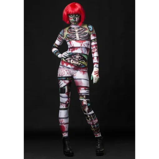 Zombie Mummy Halloween Cosplay Costume Bodysuits Full Body Catsuit Carnival Costume Full Body Suit One Piece Scary Costume Kid's Adults' Women's Masquerade Mardi Gras Party Halloween Easy Halloween