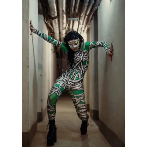 Zombie Mummy Halloween Cosplay Costume Bodysuits Full Body Catsuit Carnival Costume Full Body Suit One Piece Scary Costume Kid's Adults' Women's Masquerade Mardi Gras Party Halloween Easy Halloween