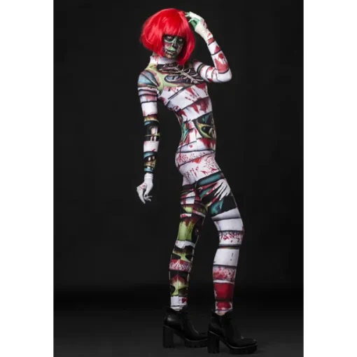 Zombie Mummy Halloween Cosplay Costume Bodysuits Full Body Catsuit Carnival Costume Full Body Suit One Piece Scary Costume Kid's Adults' Women's Masquerade Mardi Gras Party Halloween Easy Halloween