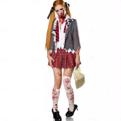 Zombie Student Halloween Cosplay Costume Outfits Scary Costume Adults' Women's Carnival Masquerade Mardi Gras Party Masquerade Easy Halloween Costumes Dress Up