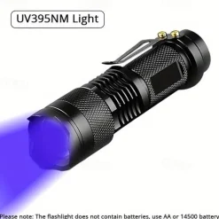 Zoomable UV Flashlight with Clip - Waterproof Torch in Red, Blue, Green & Purple Black Light for Fluorescent Detection & Camping