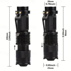Zoomable UV Flashlight with Clip - Waterproof Torch in Red, Blue, Green & Purple Black Light for Fluorescent Detection & Camping