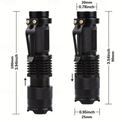 Zoomable UV Flashlight with Clip - Waterproof Torch in Red, Blue, Green & Purple Black Light for Fluorescent Detection & Camping