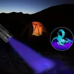 Zoomable UV Flashlight with Clip - Waterproof Torch in Red, Blue, Green & Purple Black Light for Fluorescent Detection & Camping
