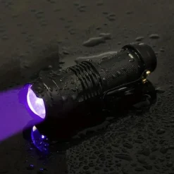 Zoomable UV Flashlight with Clip - Waterproof Torch in Red, Blue, Green & Purple Black Light for Fluorescent Detection & Camping